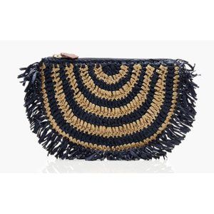 J. Crew Raffia Woven Zip-Top Clutch L5520